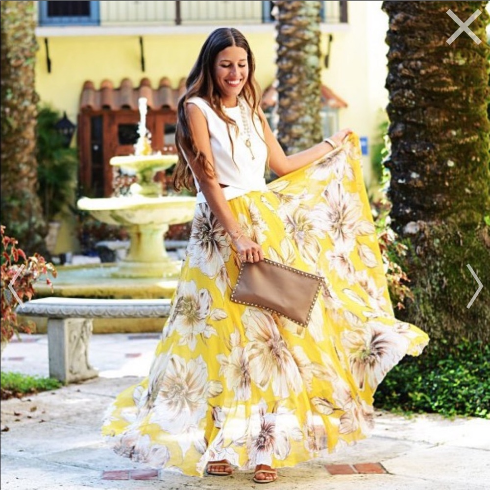Chicwish Marvelous Yellow Floral Maxi Skirt